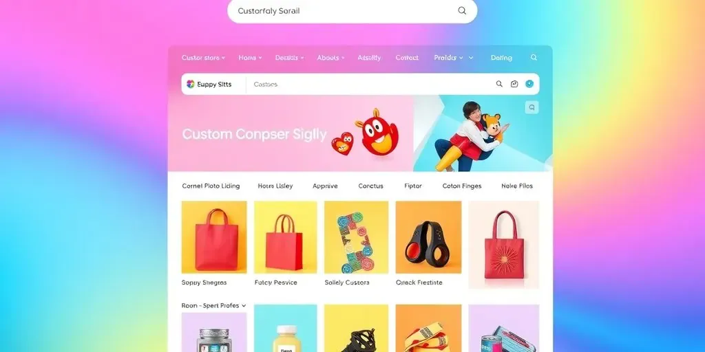 Colorful online store with custom domain and product display.