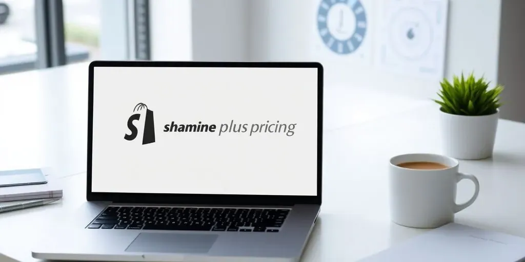 Modern workspace with laptop and budgeting tools for Shopify Plus.