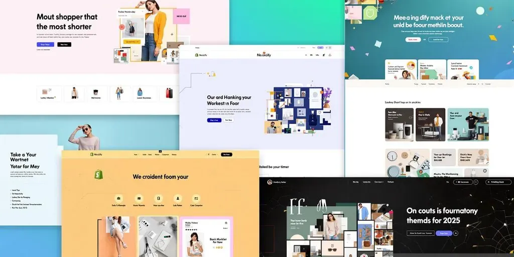 Collage of modern Shopify website designs for e-commerce.