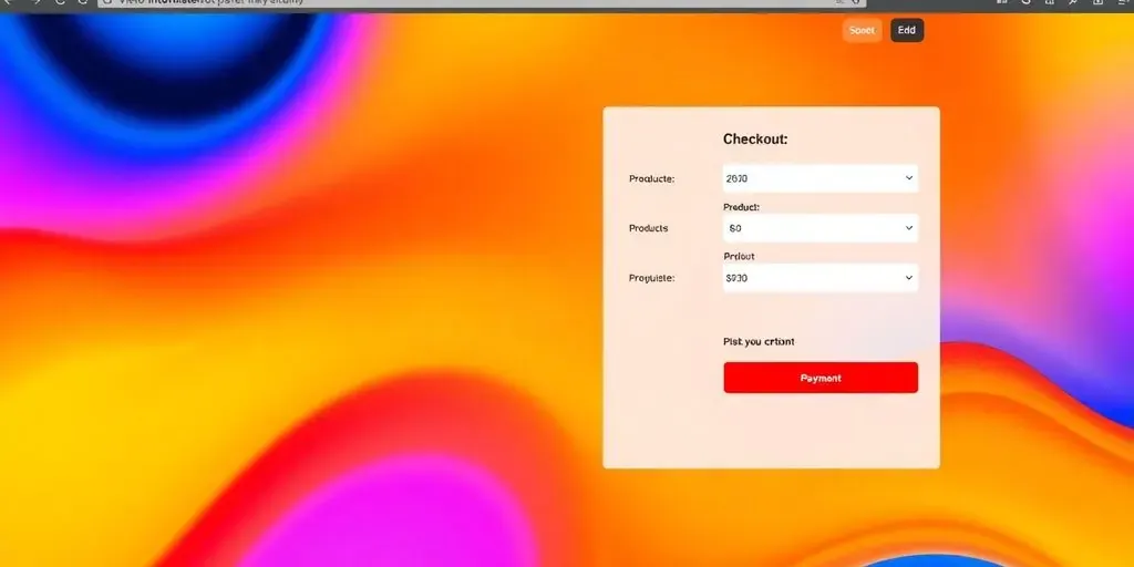 Colorful checkout form on a web interface.