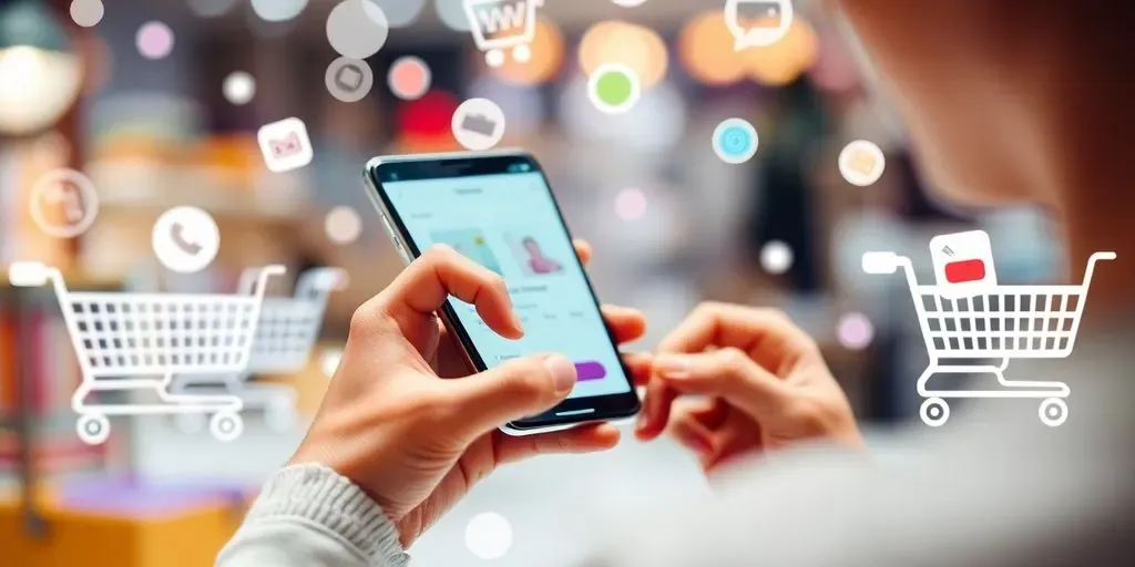 Person shopping online with a smartphone for checkout.