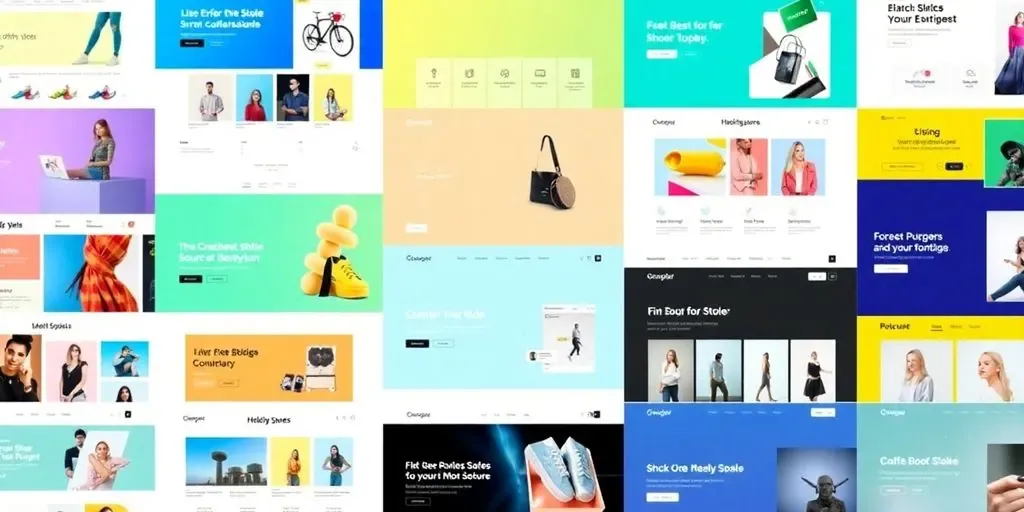 Colorful collage of modern Shopify themes for 2025.