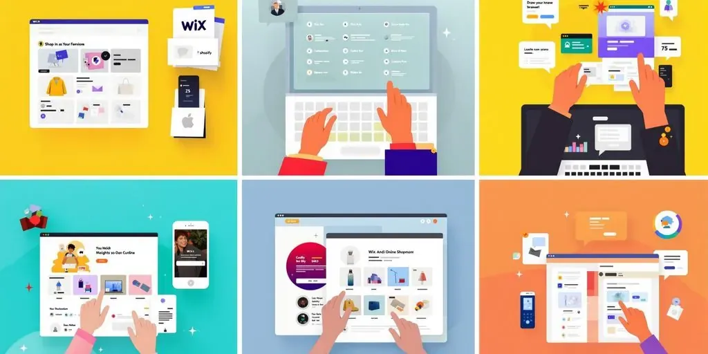 Image of diverse online shopping experiences with Wix and Shopify.