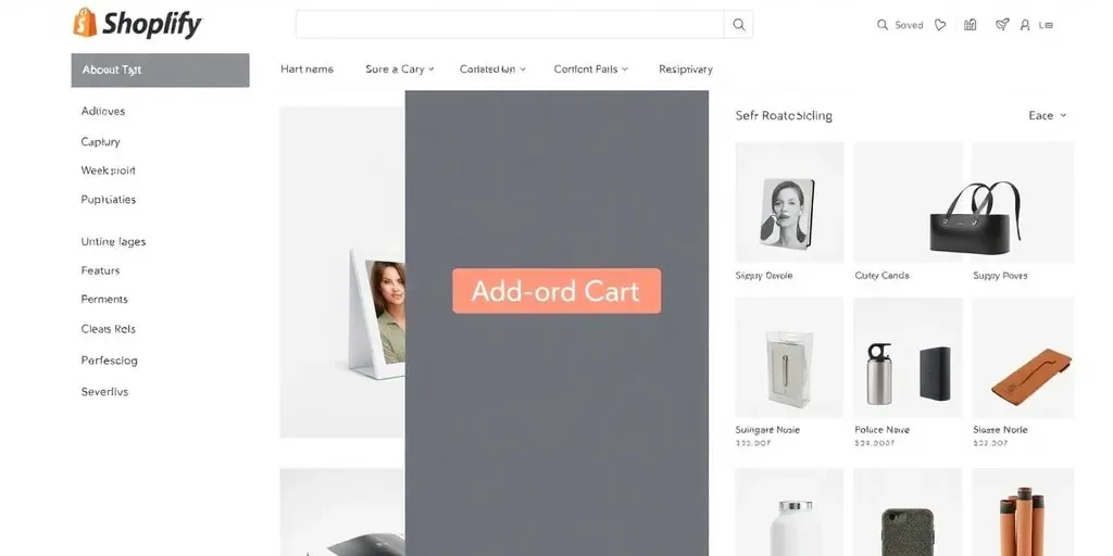 Shopify store interface without 'Add to Cart' button.