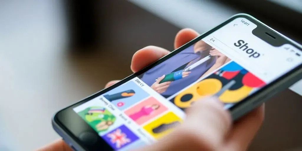 Person using the Shop App on a smartphone.