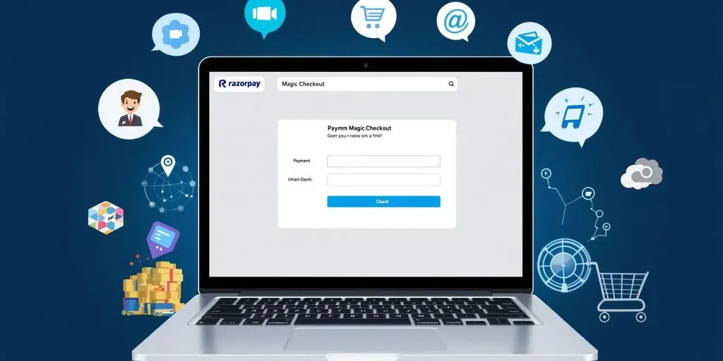 Laptop with online payment page and shopping carts.