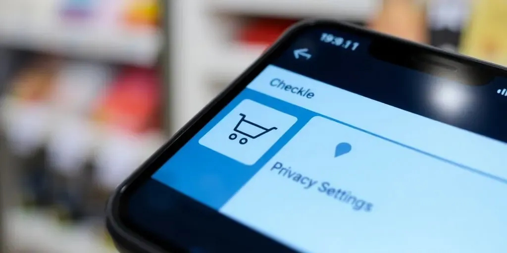 Smartphone displaying a shopping app with privacy settings.