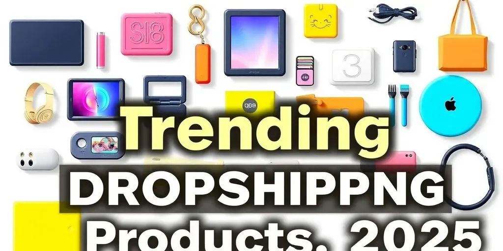 Colorful dropshipping products for 2025 on display.