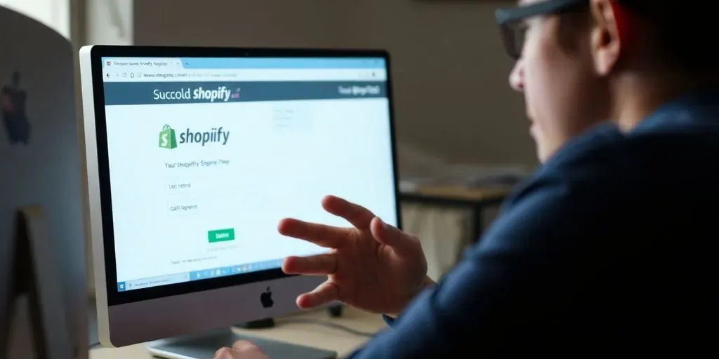 Frustrated person trying to log in to Shopify.