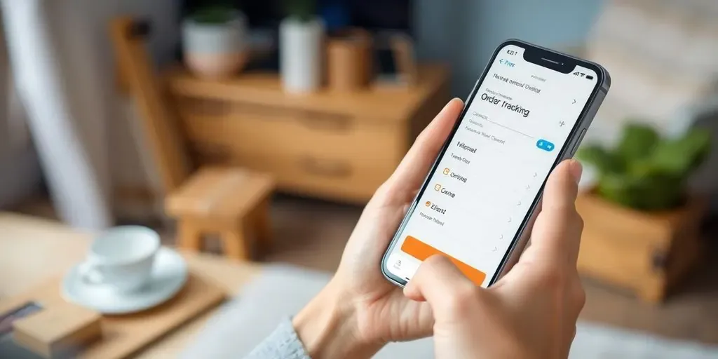 Person tracking order on smartphone in a home setting.