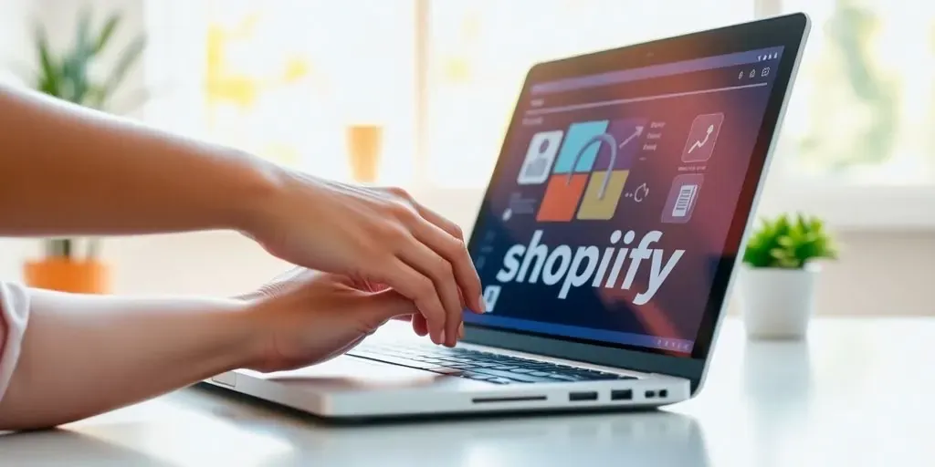 Person on laptop engaging with Shopify Collaborator account.