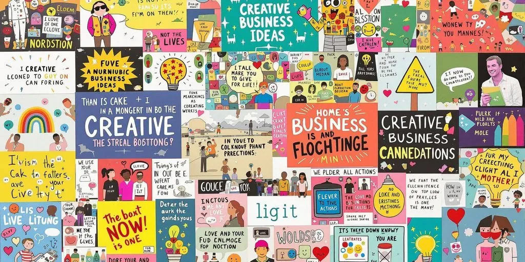 Collage of creative business ideas and artistic inspirations.