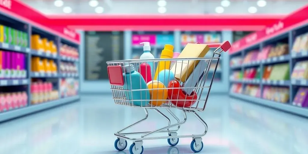 Shopping cart with products in a checkout interface.