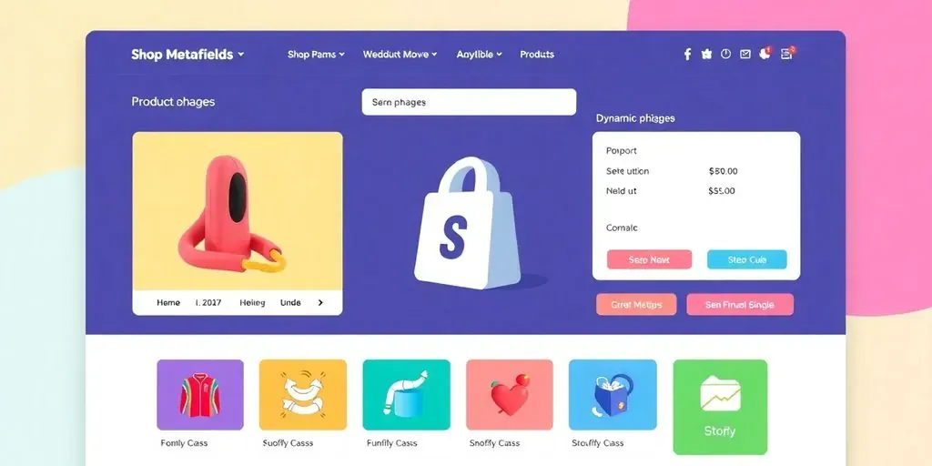 Colorful icons representing customizable Shopify metafields.
