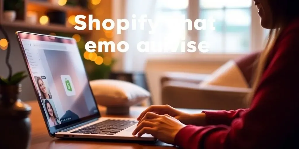 Person using Shopify chat support on a laptop.