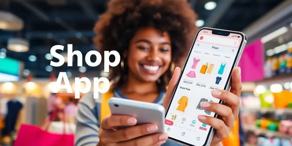 Person using Shop App on a smartphone with products.