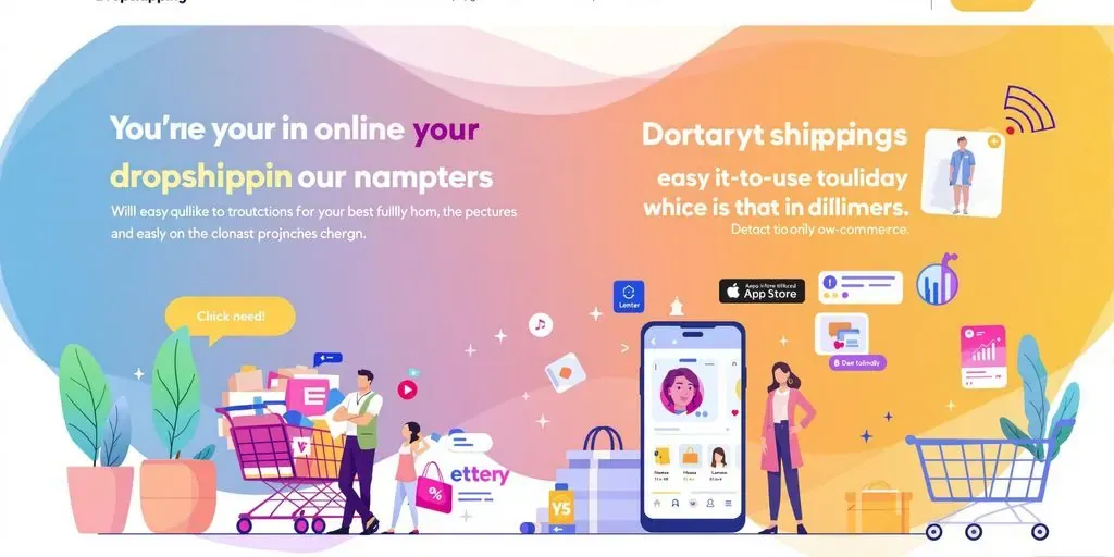 Colorful e-commerce app interface for dropshipping products.