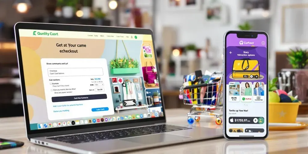 Modern ecommerce checkout with various payment options displayed.