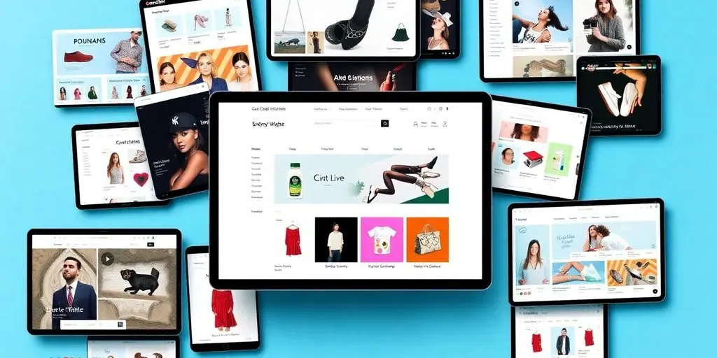 Collage of Shopify store interfaces on digital devices.