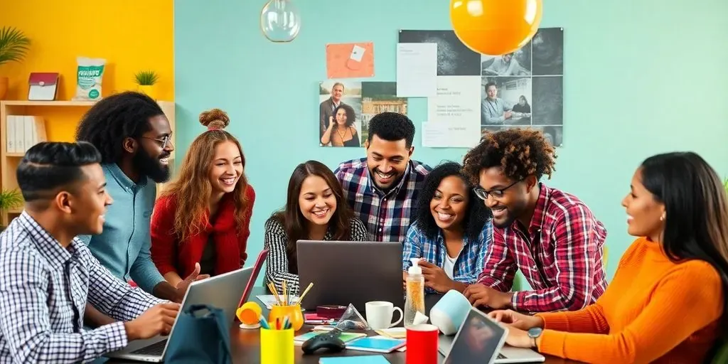 Team collaborating in an e-commerce workspace for upselling.