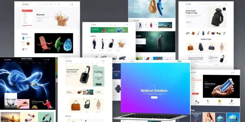 Vibrant online store layout with diverse product displays.