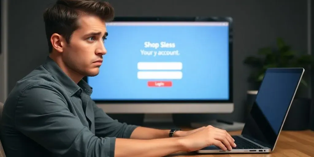 Person frustrated while trying to log into Shopify account.