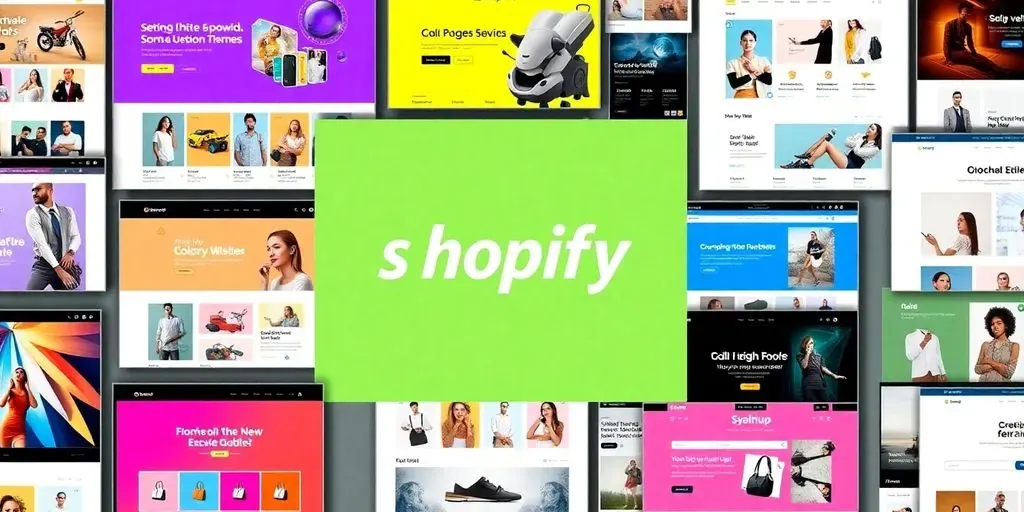 Colorful Shopify themes on device screens for 2025.