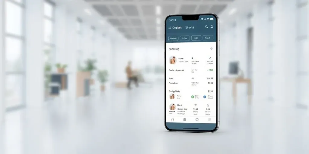 Mobile app interface for managing shop orders.