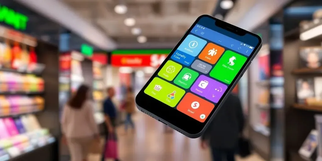 Smartphone showing a colorful loyalty app interface.