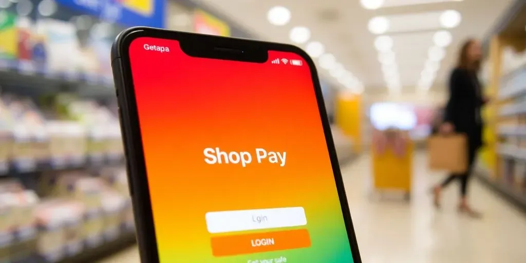 Smartphone displaying Shop Pay login interface for shopping.