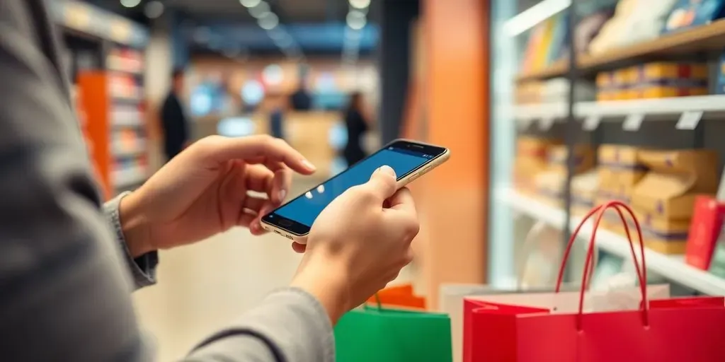 Person using smartphone for in-store payment.
