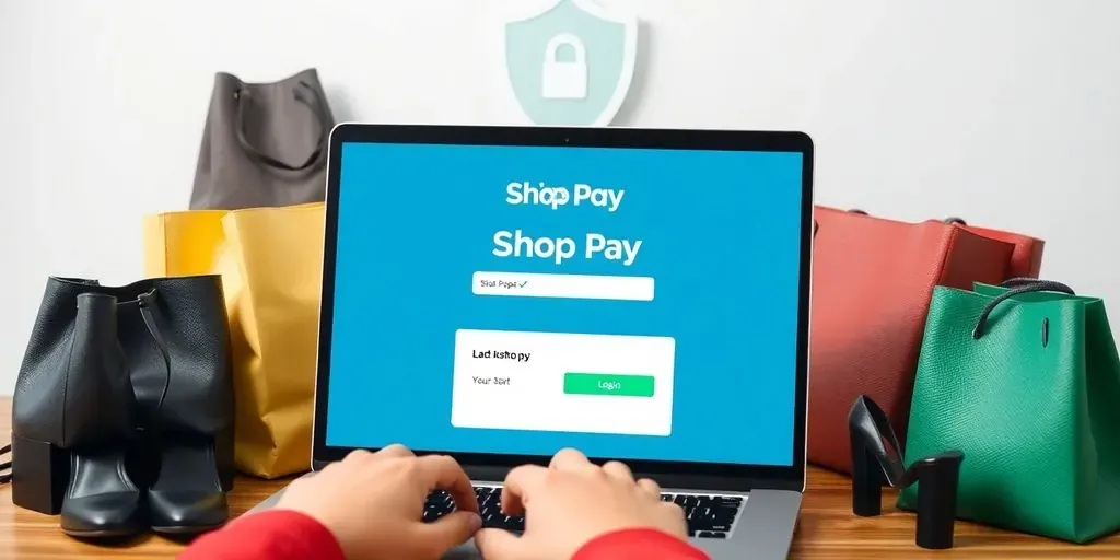 User logging into Shop Pay on a laptop.