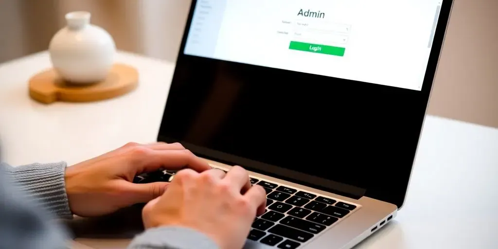 Person logging into Shopify Admin on a laptop.