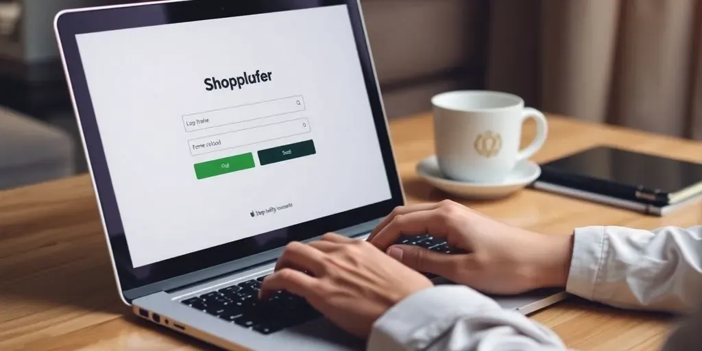 Person logging into a Shopify account on a laptop.
