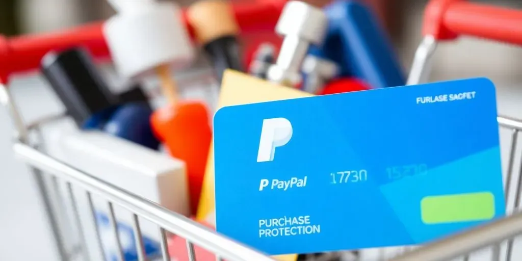 PayPal card and shopping cart with products.